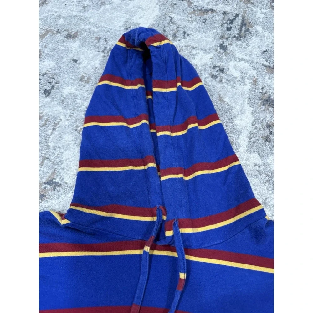 Polo Ralph Lauren Hoodie Long Sleeve Blue Red Yellow Stripe Hooded Tee Shirt Med